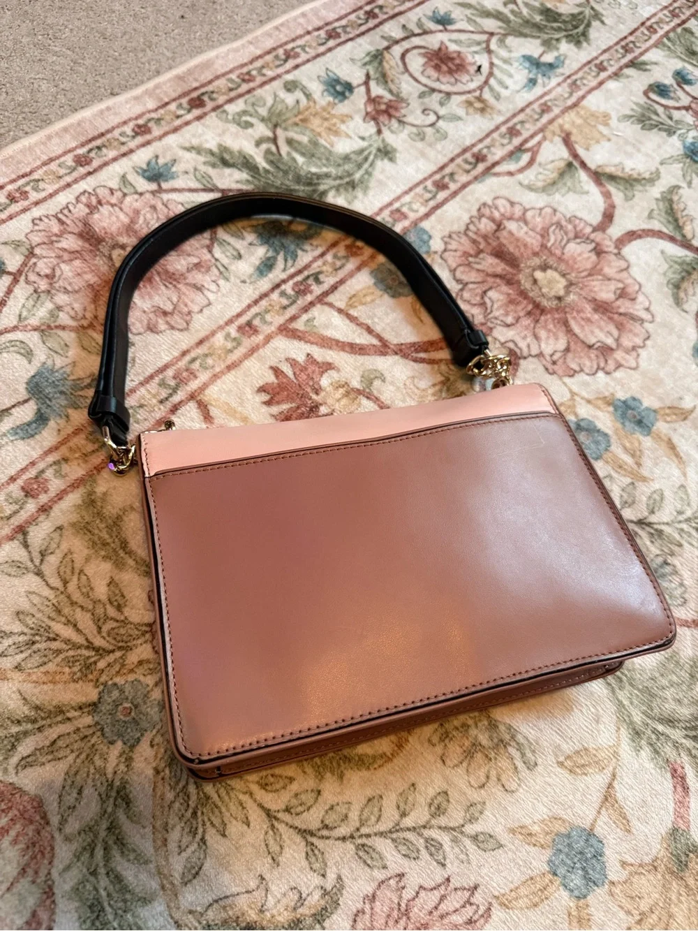 kate spade Two-Tone Pink and Rose Leather Shoulder Bag with Black Strap